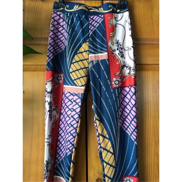 Her Bottari Women Multi Print High Rise Colorful Legging SZ S - Picture 4 of 11